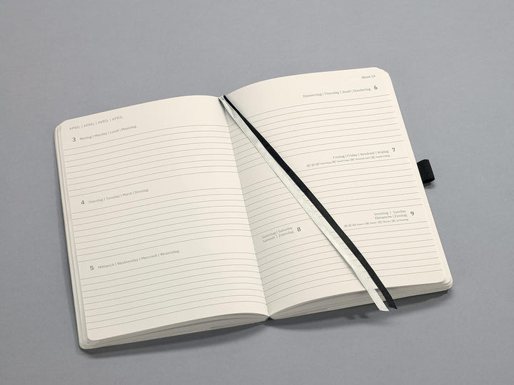 SIGEL C2306 Terminplaner Wochenkalender 2022/2023 - ca. A5 - schwarz - Softcover - 256 Seiten - Gumm