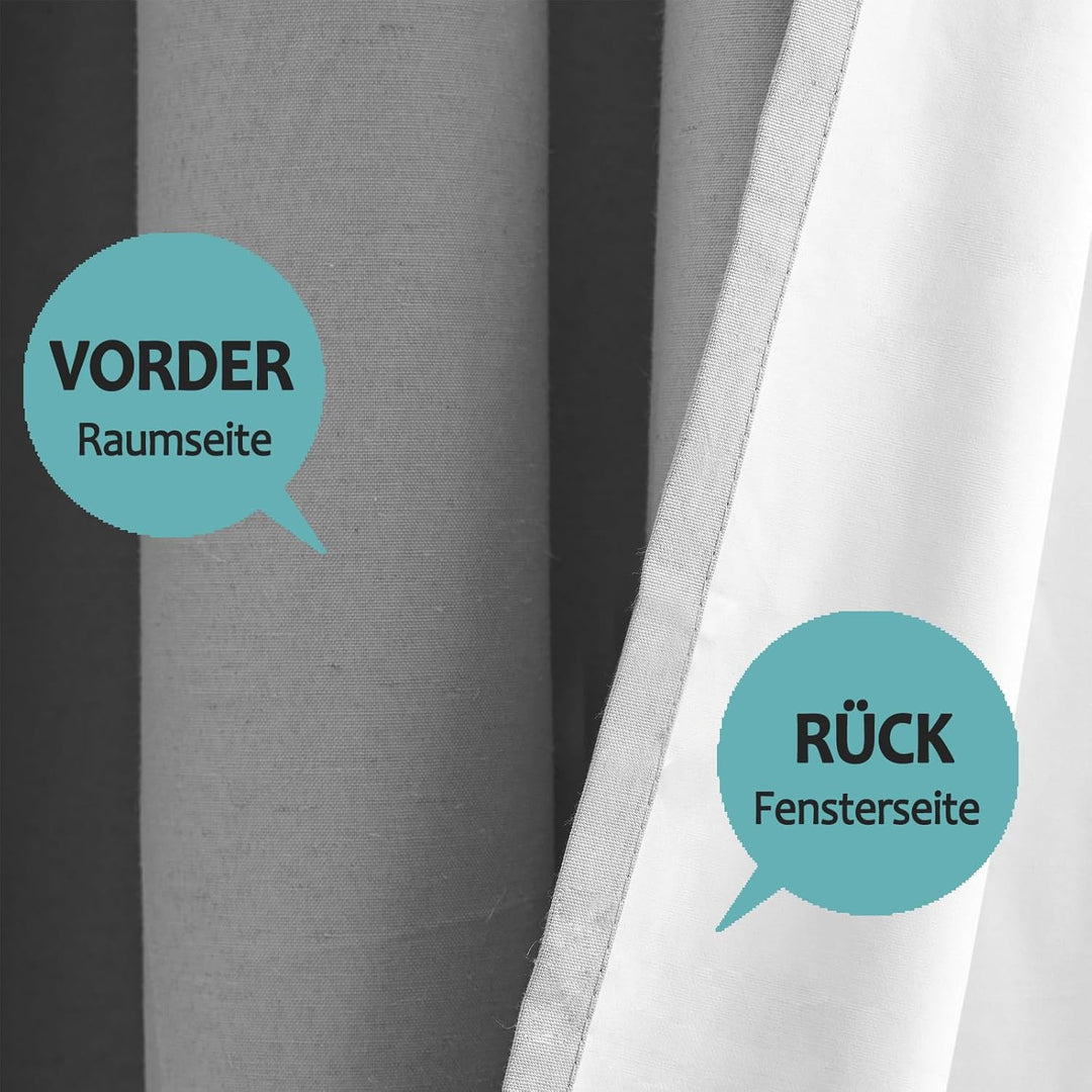 Treatmentex Blickdichte Vorhänge Thermogardine mit Ösen Verdunkelungsvorhang Grau Wärmeisolierende G