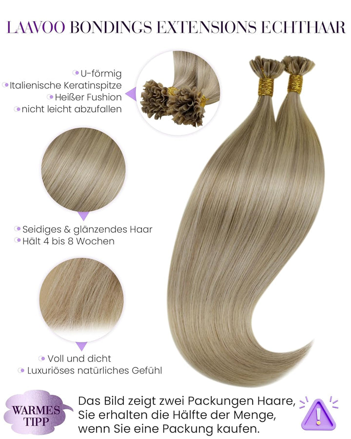 LaaVoo Extensions Echthaar Bondings Blond Extensions Echthaar Keratin Bondings 1g Keratin Bondings H