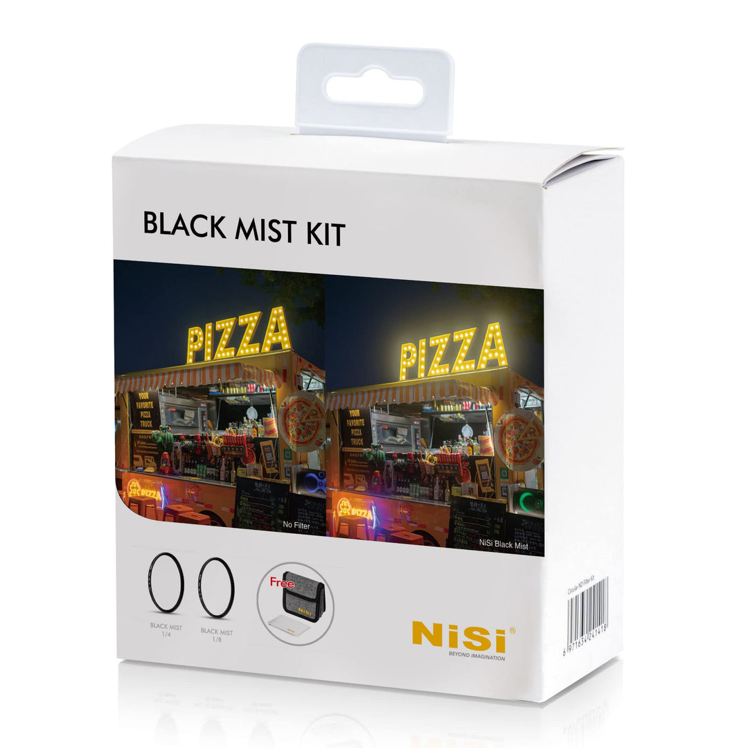 NiSi 72mm Black ProMist Filterkit - Black Mist 1/4, 1/8, Reinigungstuch und Filtertasche 72mm Black