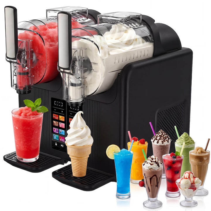 Slush Maschine 2 x 2L Eismaschine Slushie Maschine mit 7 smarten Programmen, Softeismaschine für Zuh