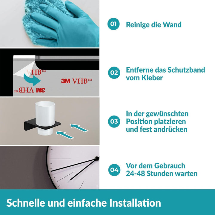WEISSENSTEIN Seifenschale Wandmontage Ohne Bohren - Seifenablage selbstklebend mit schwarzem Edelsta