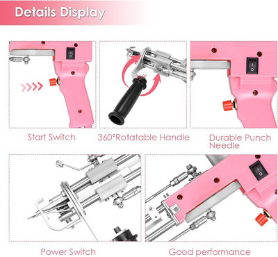 Aomdom Tufting Gun 2 in 1 5-40 Steps/S Elektrische Tufting Gun 7-21mm Einstellbare Tufting Gun Teppi