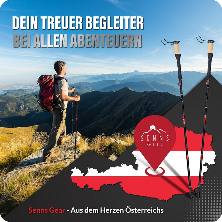 Wanderstöcke faltbar Aluminium inkl. Tasche | Extra stabile Nordic Walking Stöcke Damen & Herren mit