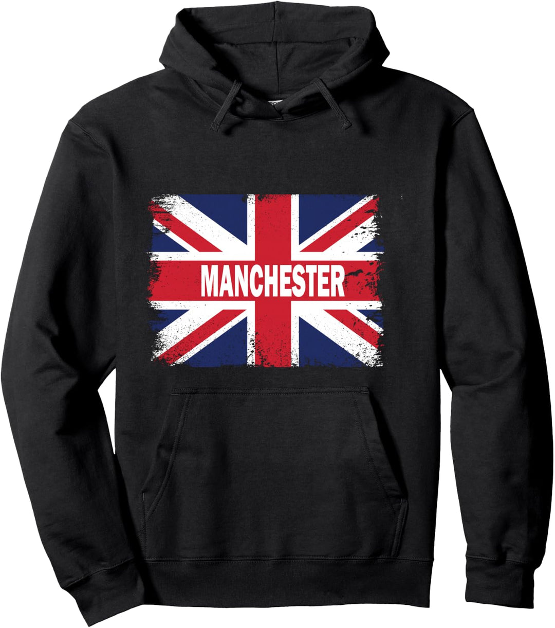 Manchester - England Stadt mit Grossbritannien Flagge Pullover Hoodie