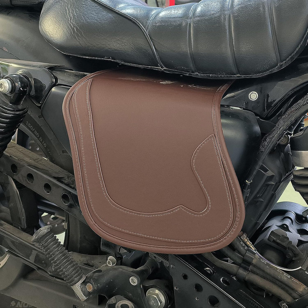 Motorrad Leder Seitensattel Hitzeschild Deflektor Universal passend für Harley Touring Sportster Dyn