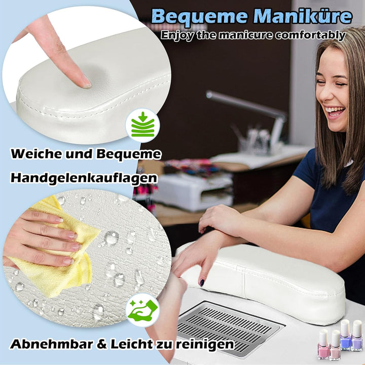 LZQ Nageltisch mit Absaugung Maniküretisch Faltbare mit Nagelstaubsauger Mobilesmanikürtisch für Sta