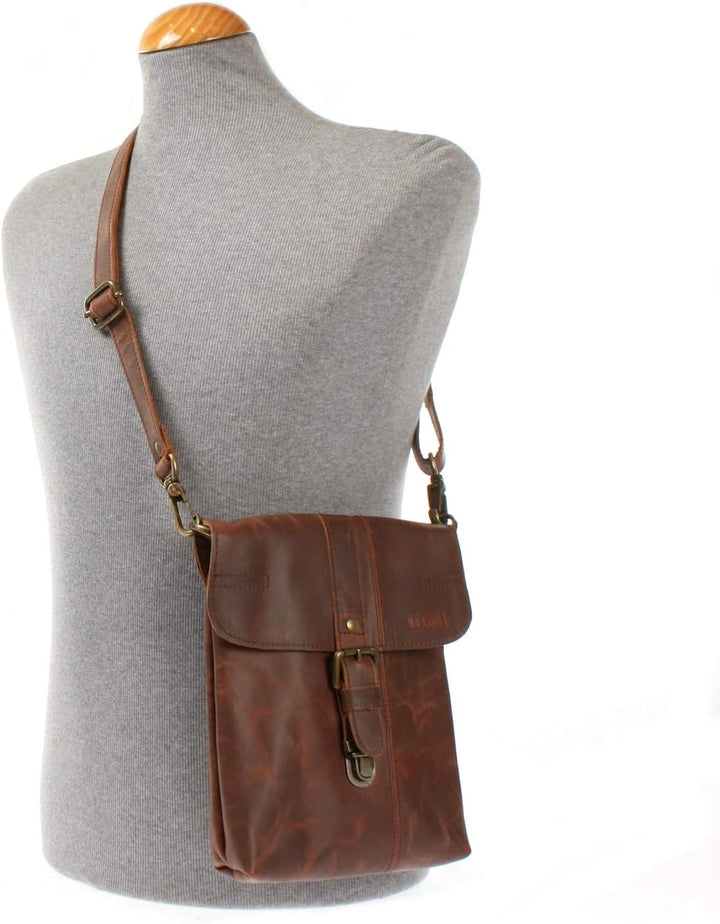 LECONI kleine Umhängetasche Damentasche Herrentasche Ledertasche für Damen + Herren Tasche aus Leder