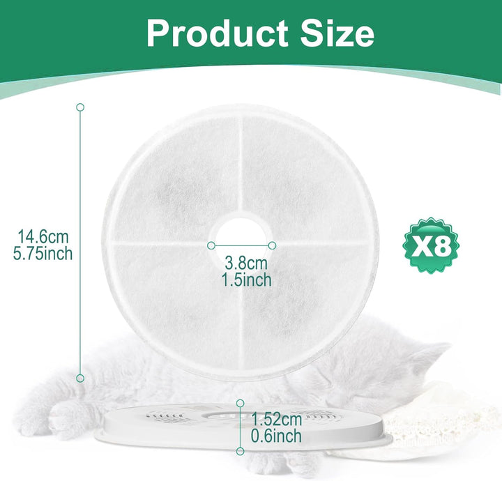 8 Stück Ersatzfilter für Trinkbrunnen, Katzenbrunnen Filter für 3L/100oz Katzenbrunnen ‎43742W ‎4374