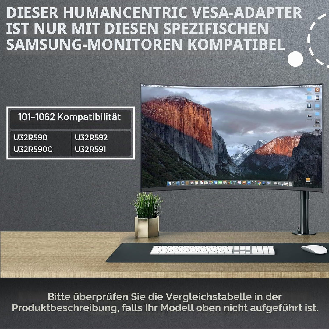 HumanCentric VESA Halterung Adapter für Samsung Curved Monitore U32R590, U32R590C, VESA Adapter Halt