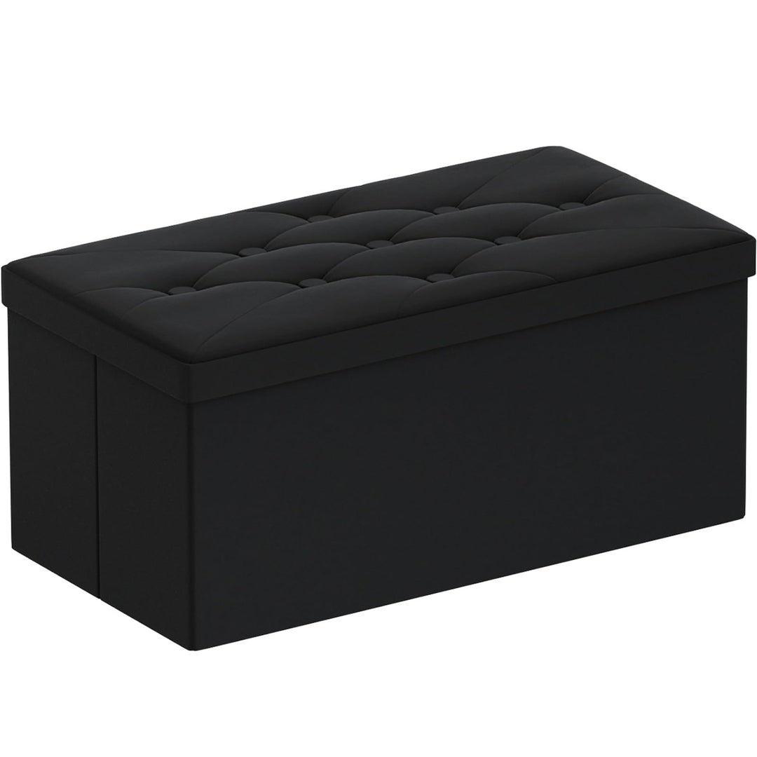 BRIAN & DANY Sitzbank mit Stauraum, Faltbar Sitzhocker Truhen Aufbewahrungsbox aus Samt, 76 x 38 x 3