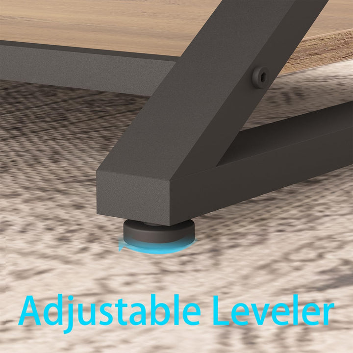 HSH Couchtisch Eiche Hell mit Stauraum, moderner Wohnzimmertisch aus Holz, minimalistischer Sofatisc