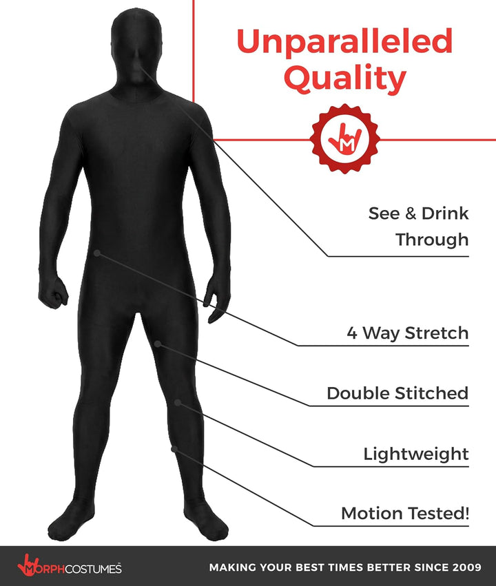 Morphsuits Ganzkörperanzug Herren Schwarz, Body Suit, Grösse L Schwarz L, Schwarz L