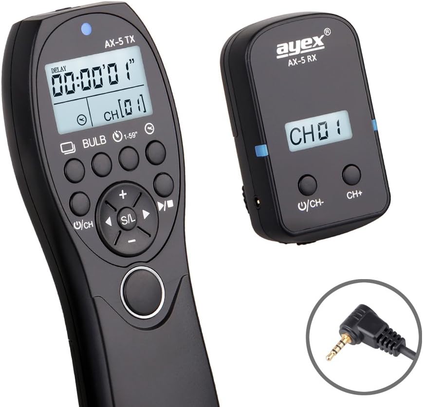 ayex Funk Timer-Fernauslöser AX-5 (RS-2/L1), Kompatibel mit Panasonic z.B. DMC: S1/RM G9 G95M GH5S F