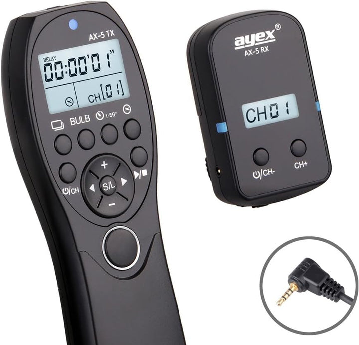 ayex Funk Timer-Fernauslöser AX-5 (RS-2/L1), Kompatibel mit Panasonic z.B. DMC: S1/RM G9 G95M GH5S F