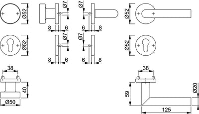 Hoppe Amsterdam Edelstahl F69 Rosettengarnitur WG E58/42KV/42KVS/1400Z