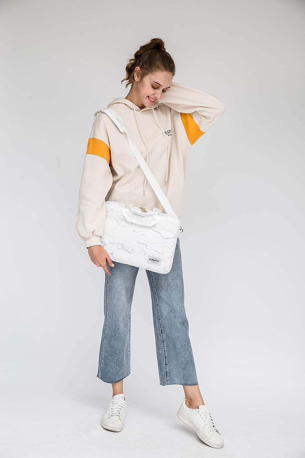 Kinmac 360 Degree Laptop Messenger Shoulder Bag, 15 inch-15.6 inch Weisser Marmor