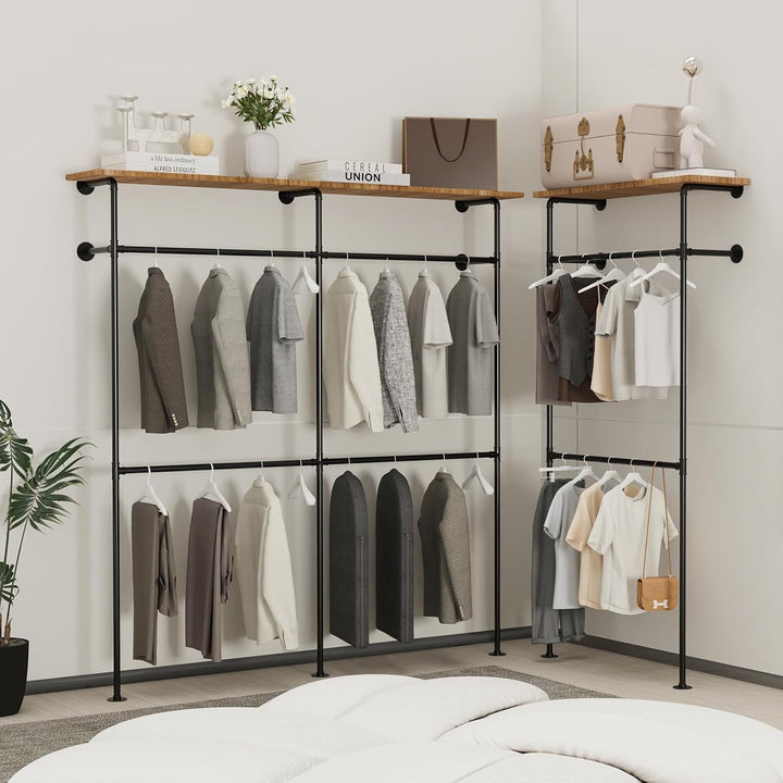 Kleiderstange Wandmontage,Offener Kleiderschrank System,203x220cm | Kleiderständer Industrial 300kgT