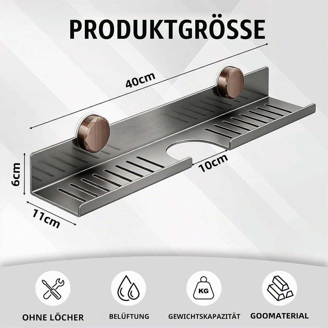 Waschbecken Ablage, 40CM Waschbecken Organizer Regal Grau Duschablage Ohne Bohren mit Abfluss Badezi