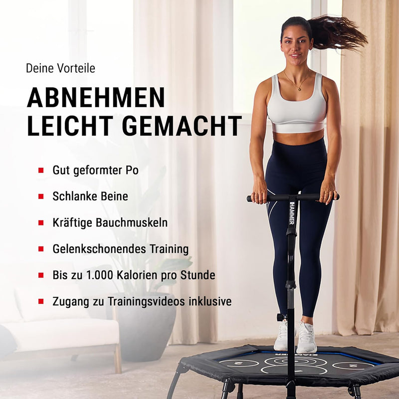 Hammer Fitness-Trampolin Cross Jump, 98 cm Sprungfläche, leistungsstark bis 130 kg