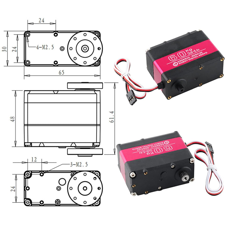Wishiot 60 kg Servo RDS5160 RC Digital Servo High Torque Mental Gear 270 Degree mit U-förmiger Befes