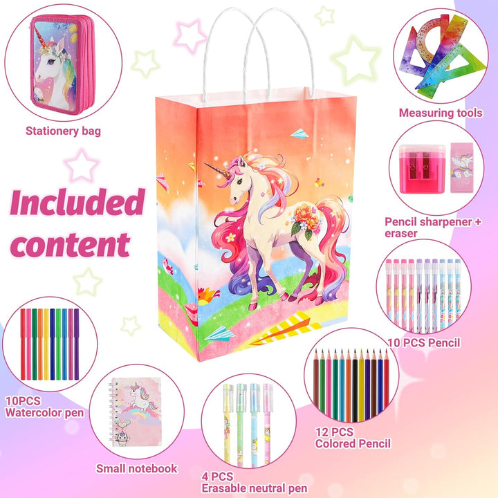 44 Teilen Federmäppchen Einheorne Set Einhorn Federmäppchen 3 Fächer Grosse Kapazität Mäppchen Mädch