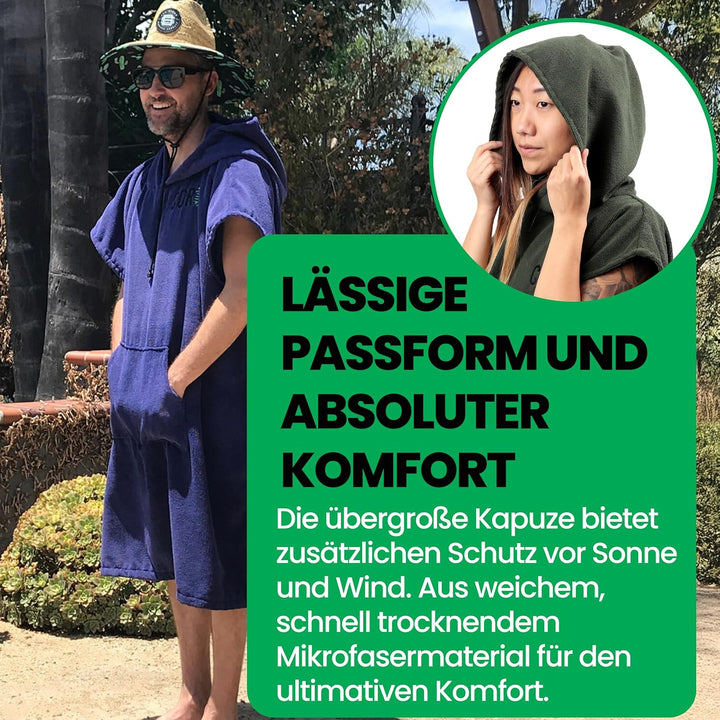 COR Surf Handtuch Poncho für Erwachsene - Weicher, schnell trocknender Bade Poncho aus Mikrofaser, K