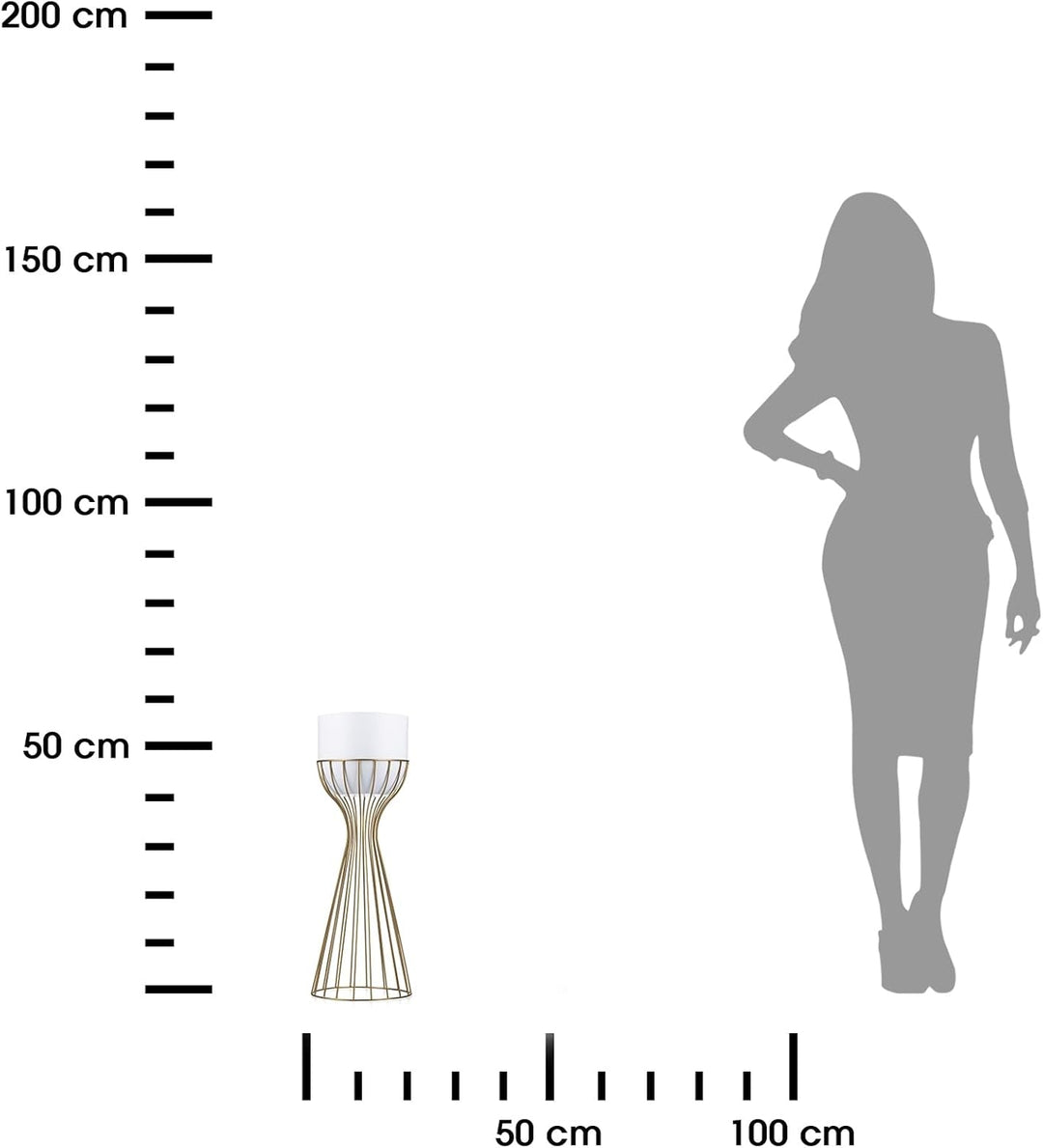 HowHomely Moderne Blumenständer Metall 56 cm Hoch mit Weiss Blumentopf Rund 18 cm Ø auf Robuste Gold