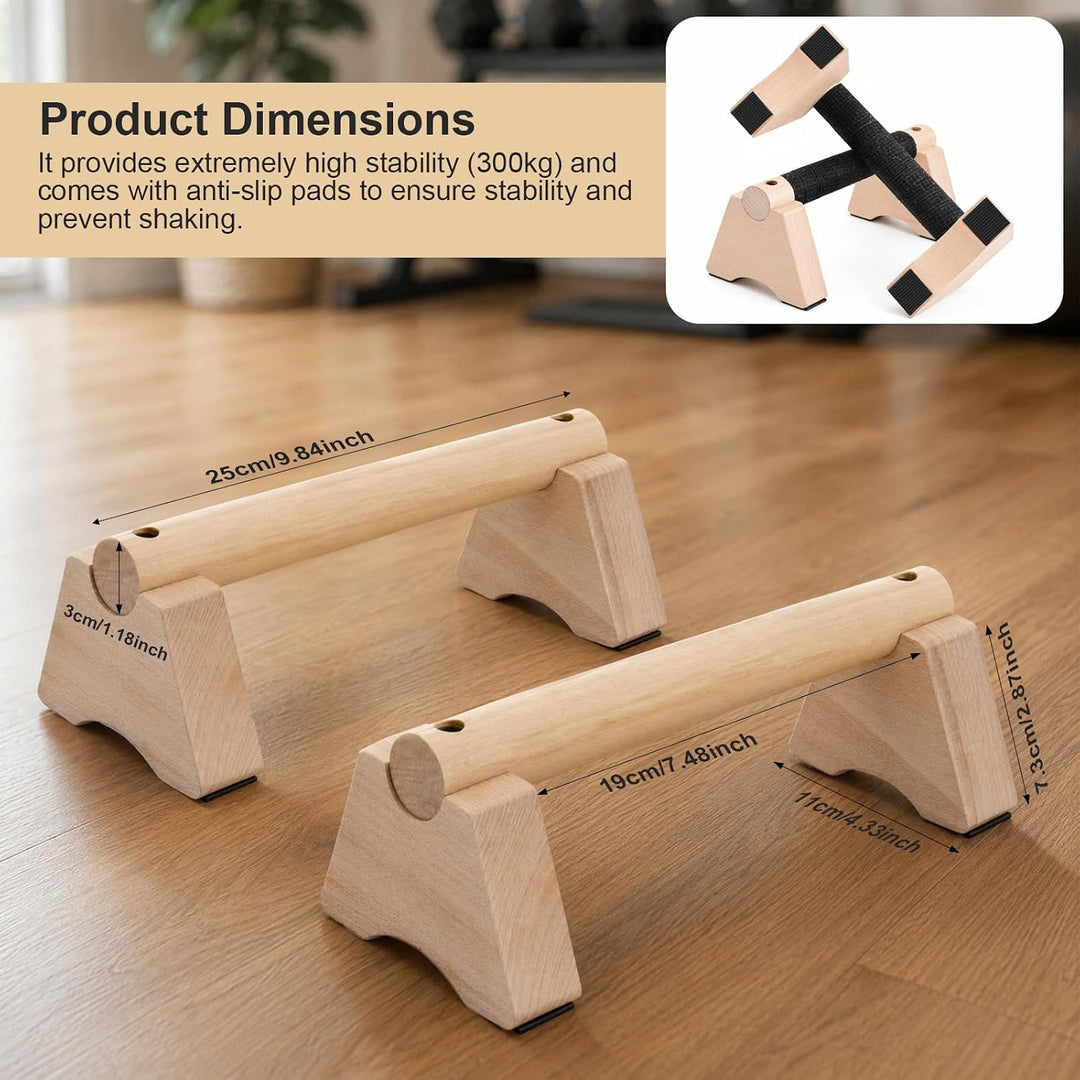 2er Set Liegestützgriffe aus Holz,25cm Handstand Griffe,Calisthenics Griffe,Holz Parallettes,Push Up