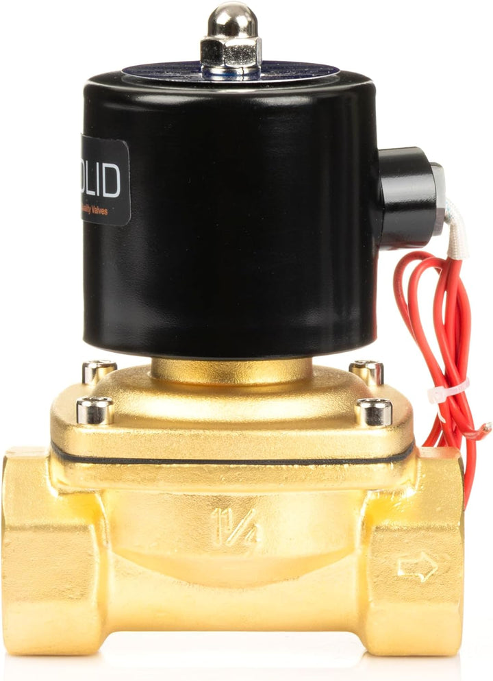 U.S. Solid 1-1/4" Messing Elektrisch Magnetventil 12V DC stromlos geschlossen VITON Wasser Luft Öl G