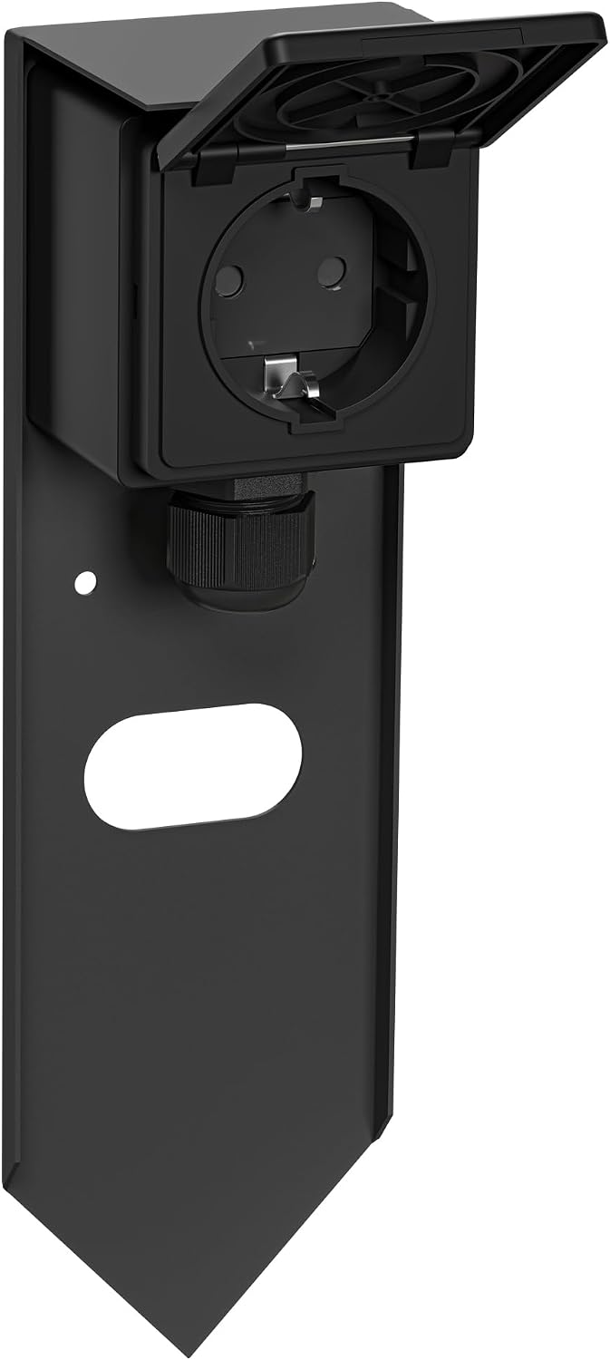 ledscom.de Garten Steckdosensäule PIWI mit Erdspiess für aussen, IP44, 1-fach, Edelstahl, schwarz, e