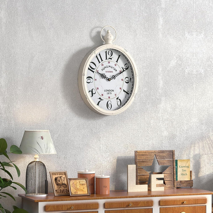 Menterry Rechteck Retro-Wanduhr, altmodisches antikes Design, rustikaler Vintage-Stil, batteriebetri