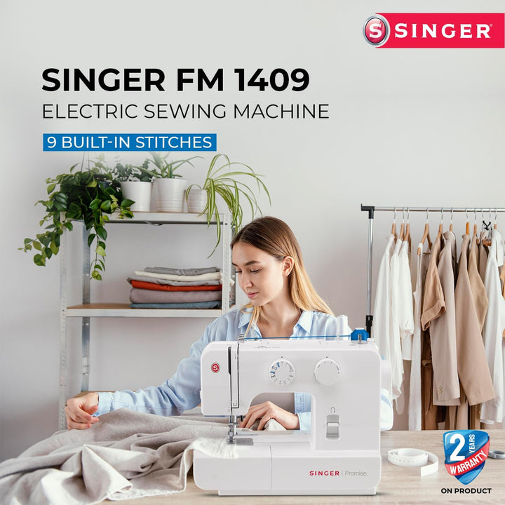 Singer Nähmaschine 1409 für Anfänger - 15 Nähvorgänge, 4-Stufen-Öse, Stichlängeneinstellung und eins