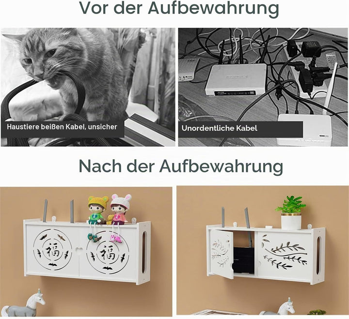 PPGE Home Wand Router Aufbewahrungsbox Weiss, WLAN Router Regal Wandmontage, Router Box Aufbewahrung