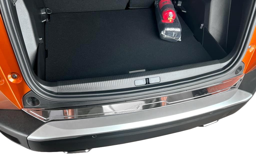 RECAMBO Ladekantenschutz Edelstahl Hochglanz poliert, Chrom Look - kompatibel für Peugeot 2008 2 - a