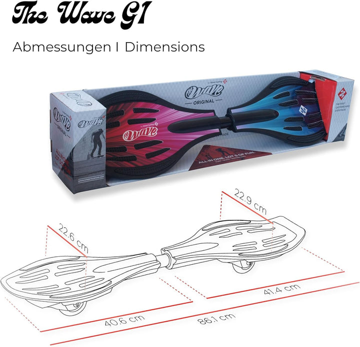 Streetsurfing Waveboard The Wave G1, Verschiedene Design wählbar, 360 Grad schwenkbare PU-Rollen, da