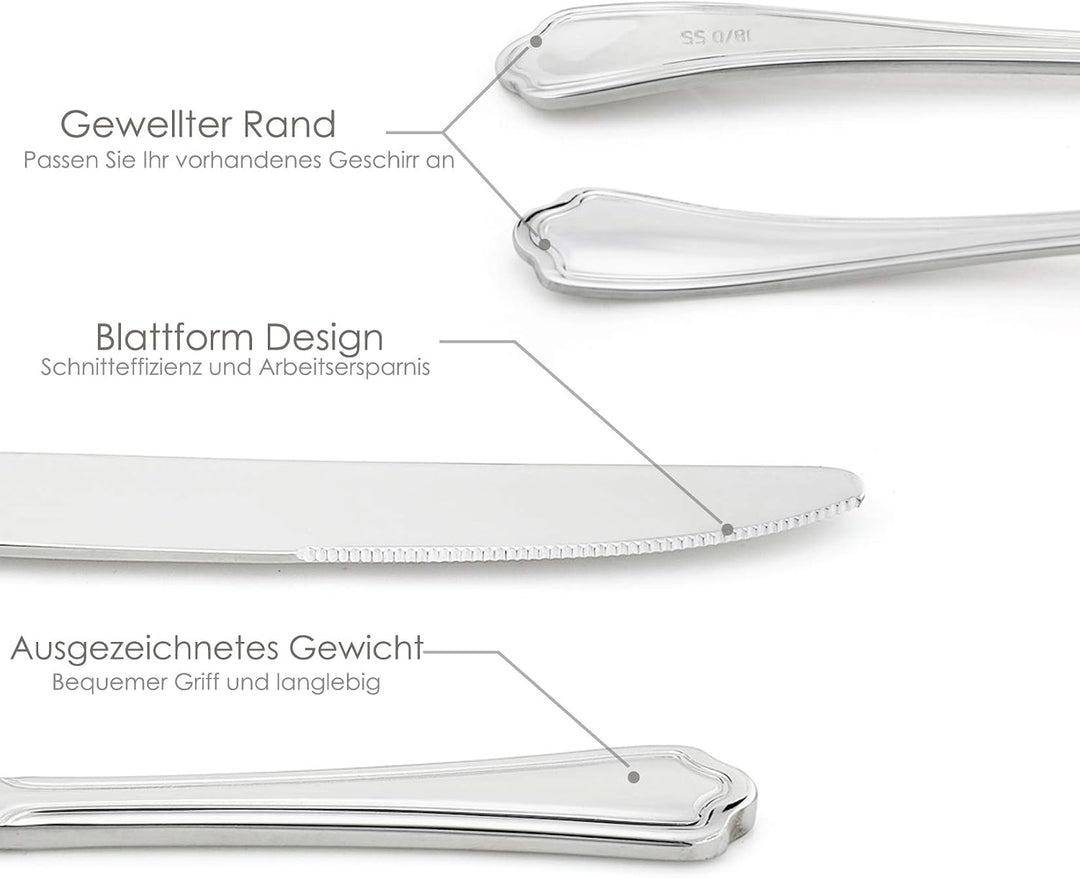 Homikit Besteck Set, Besteckset 30 teilig für 6 Personen mit Messer Gabel Löffel, Edelstahl poliert