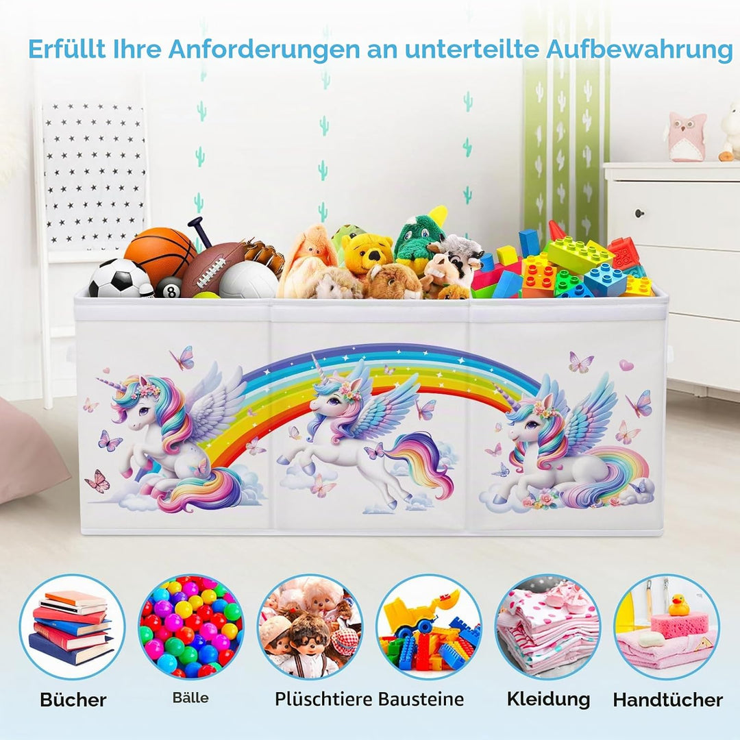 Extra Gross Aufbewahrungsbox mit Deckel Kinder, Zusammenklappbare Oxford-Spielzeugkiste mit Griff fü