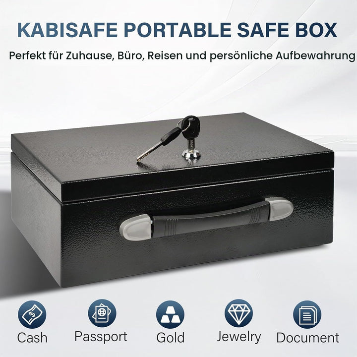 Tragbarer Safe Tresor Abschliessbare Box, Tragegriff Tresor für Zuhause, 33 x 22 x 12CM, Schwarz 9L,