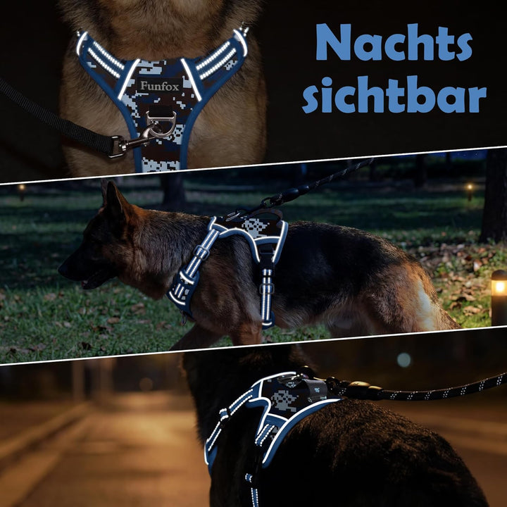 Funfox Hundegeschirr Mittelgrosse Hunde, Anti Zug Brustgeschirr Verstellbares Geschirr Hund mit Grif