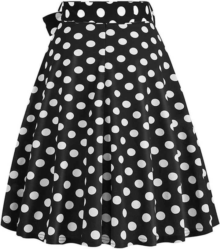 Dunkelblau Damen im französischen Retro-Stil, lässig, modisch, gepunktet, mit Gürtel Dalmatiner Kost