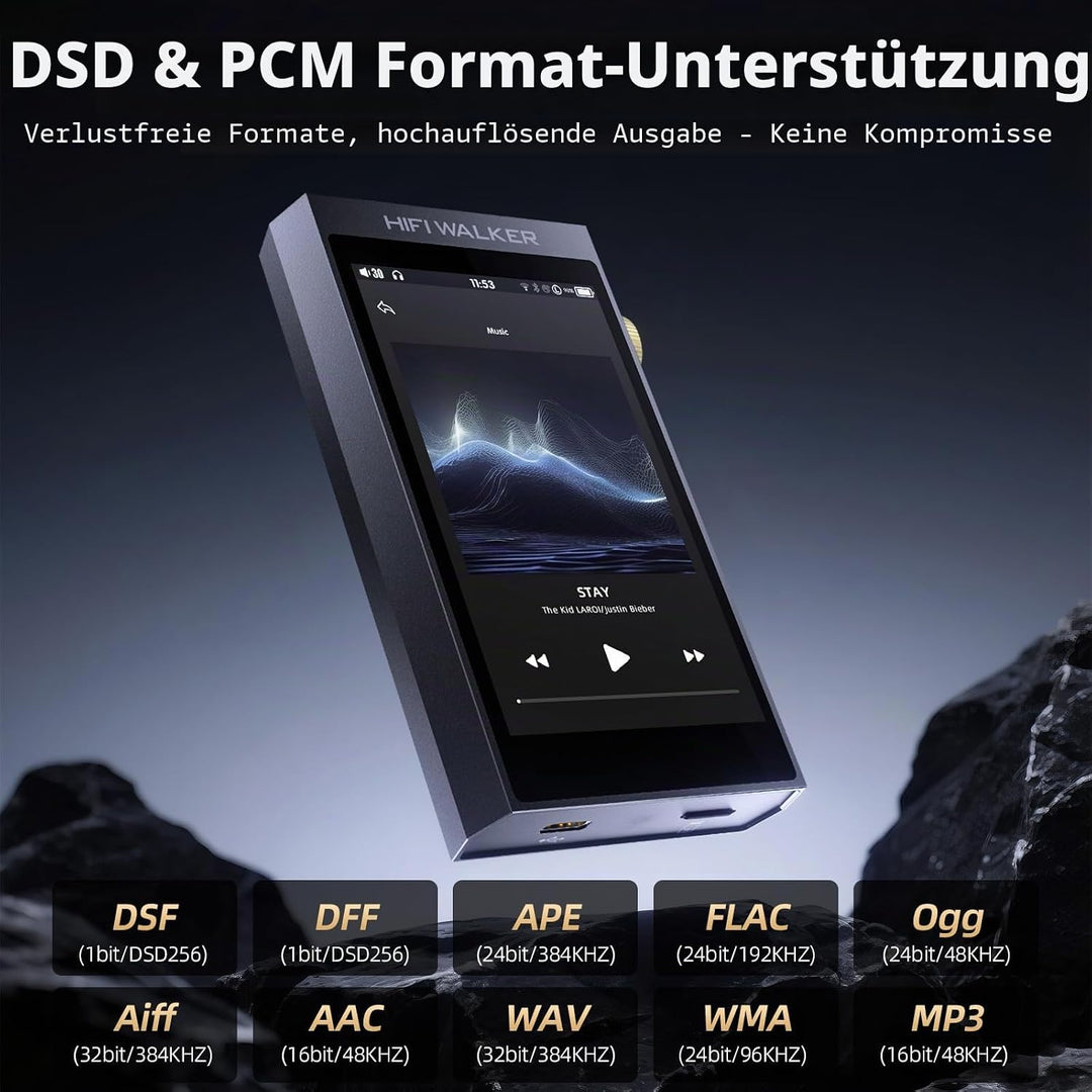 HIFI WALKER H20 Ultra HiFi MP3 Player mit Bluetooth 5.1, ES9038Q2M DAC, 32bit/192kHz, DSD, 4-Zoll-To