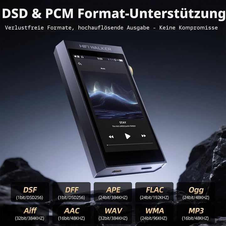 HIFI WALKER H20 Ultra HiFi MP3 Player mit Bluetooth 5.1, ES9038Q2M DAC, 32bit/192kHz, DSD, 4-Zoll-To
