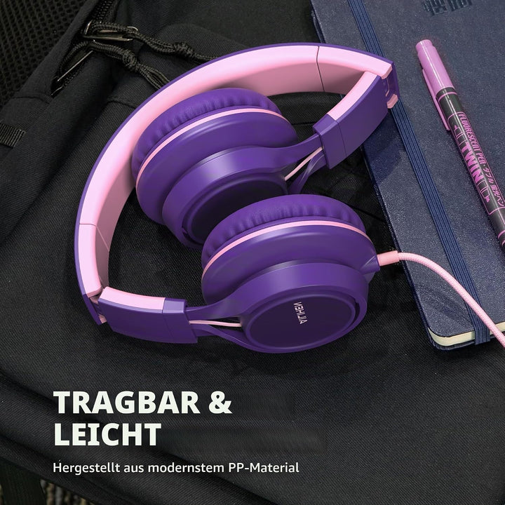 AILIHEN C8 Kopfhörer mit Kabel und Mikrofon, faltbar und verstellbar, On-Ear-Headsets, Lautstärkereg