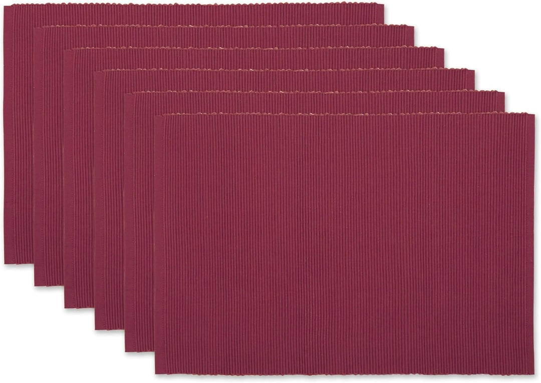 DII Basic Everyday Gerippte Tischset-Set, 100% Baumwolle, 33 x 48 cm, Scheunenrot, 6-teilig Rot (Bar