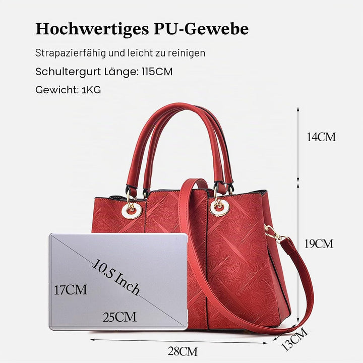 FANDARE Elegante Umhängetaschen Damen Schultertasche Dimensional Carving-Muster PU Leder Wasserdicht