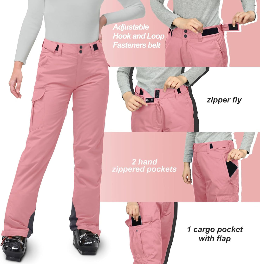 33,000ft Damen Skihose Outdoorhose Wasserdicht Winddichte Softshellhose Warme Gefütterte Thermohose