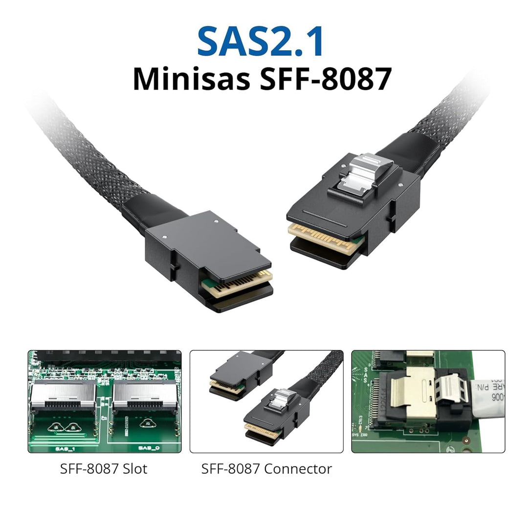 HiFiber 0.5m (2er-Pack) Internes Mini SAS SFF-8087 auf SFF-8087 Kabel 50 Zentimeter 2 SFF-8087 to SF