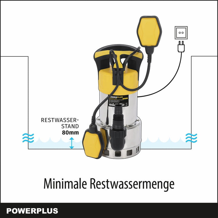 Powerplus Elektrische Wasserpumpe POWXG9537-1100 W Unterwasserpumpe, Maximaltemperatur 35°C und Förd