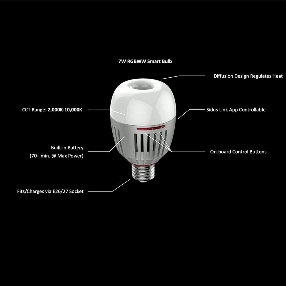 Aputure Accent B7C 7W RGBWW Smart Bulb CCT-Bereich 2.000K-10.000K und Sidus Link App Kompatibel für